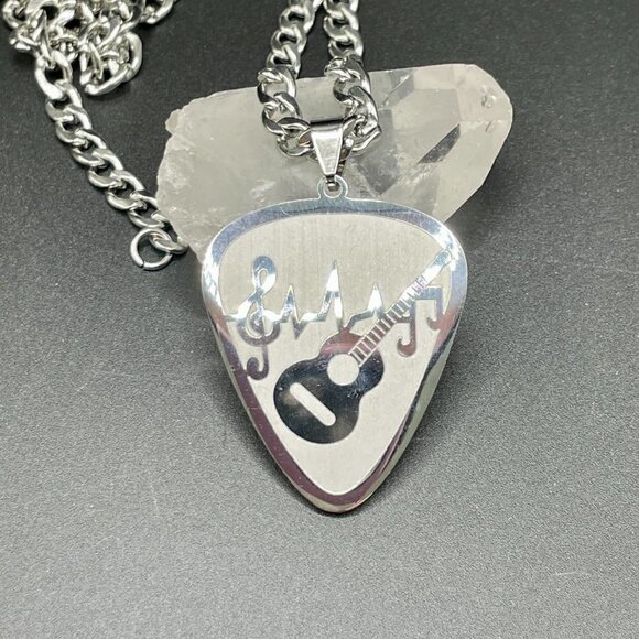 Heavy Guitar Pick Rocker Necklace #1253 - Picture 6 of 6